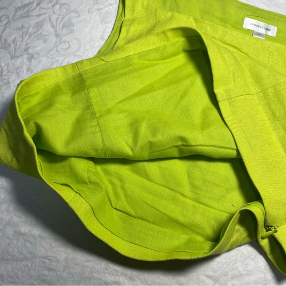 Linen Lined Crop Top Zip Side Lime Green Large Fitted Relaxed Fit Women’s Large - Picture 2 of 6
